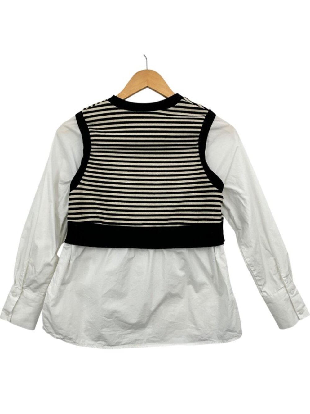 Maeve Long Sleeve Linen Twofer Sweater Vest Top Womens XS Anthropologie White - Picture 6 of 14